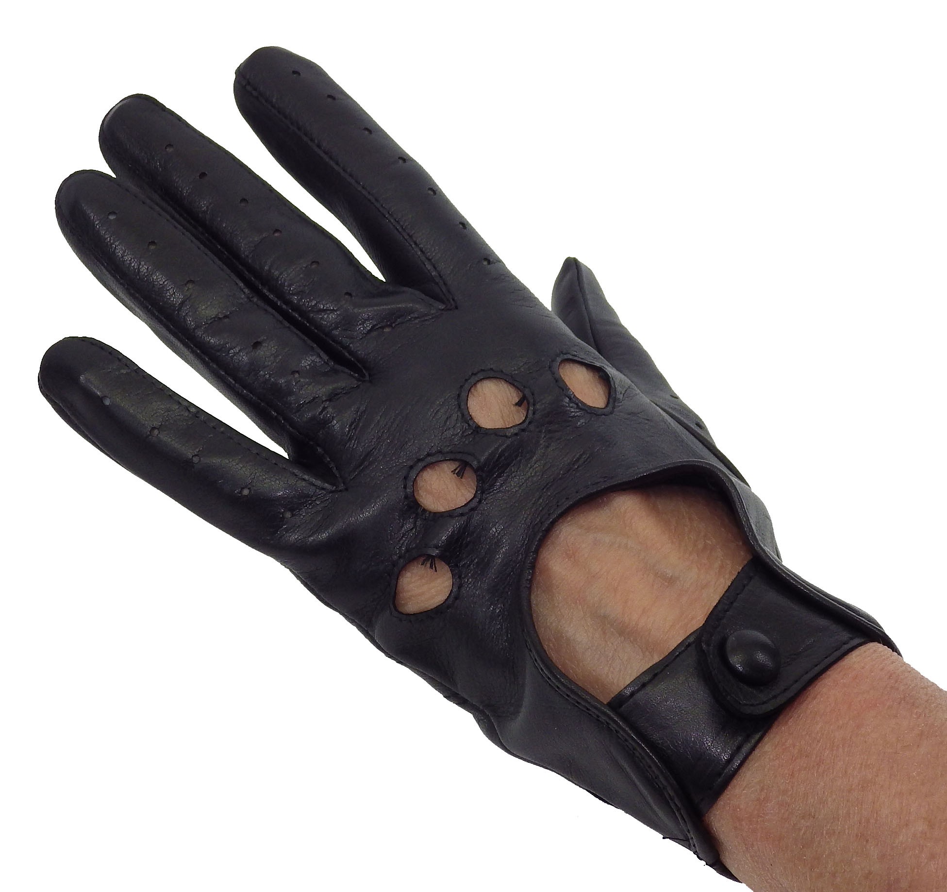 Gants de conduite cuir Femme Noir –