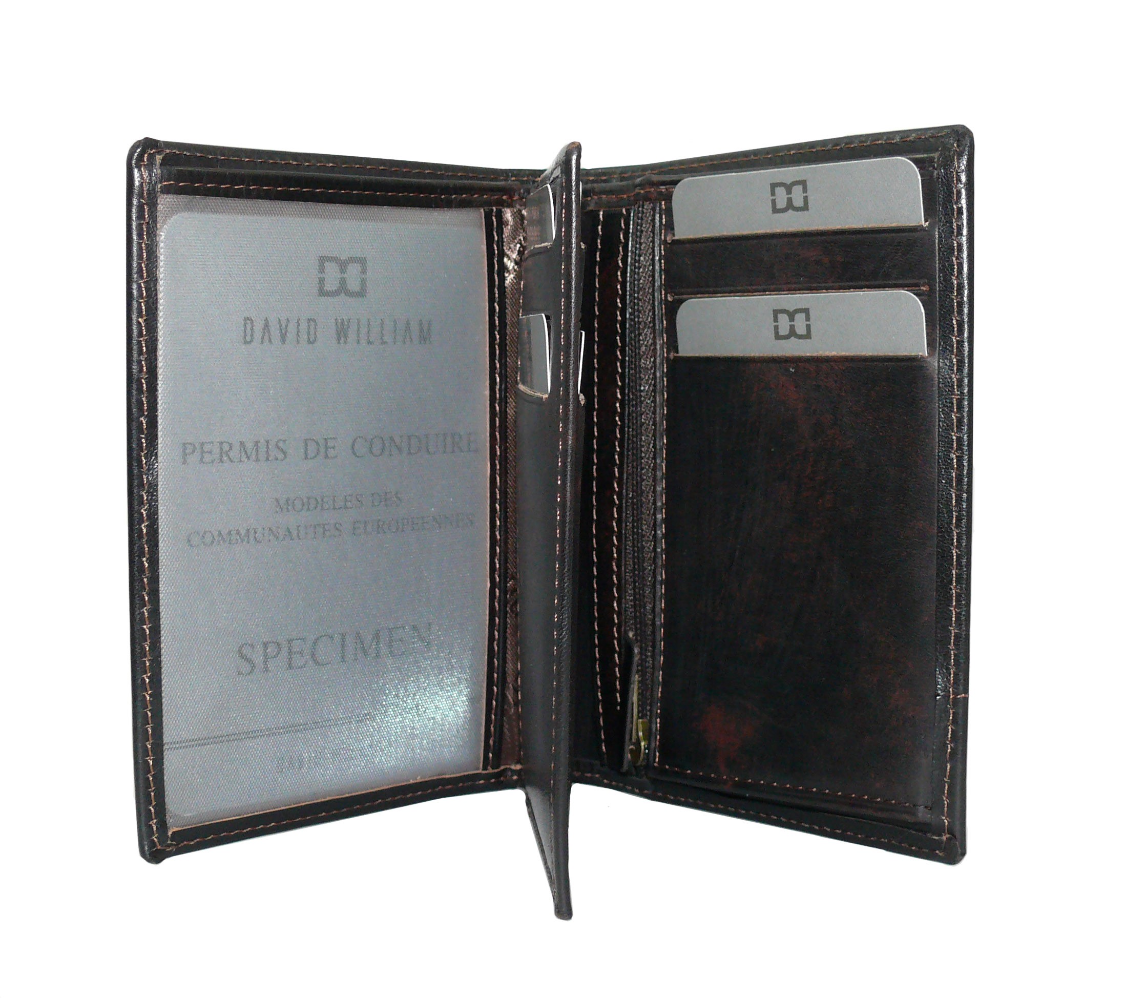 Portefeuille junior homme en cuir de vachette vieilli David WILLIAM