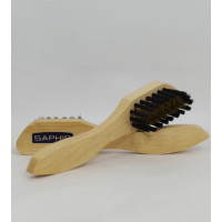 Brosse à daim laiton avec manche bois Saphir