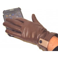 Gants dame touch cuir agneau bouton poignée GLOVE STORY 