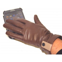 Gants dame touch cuir agneau bouton poignée GLOVE STORY 