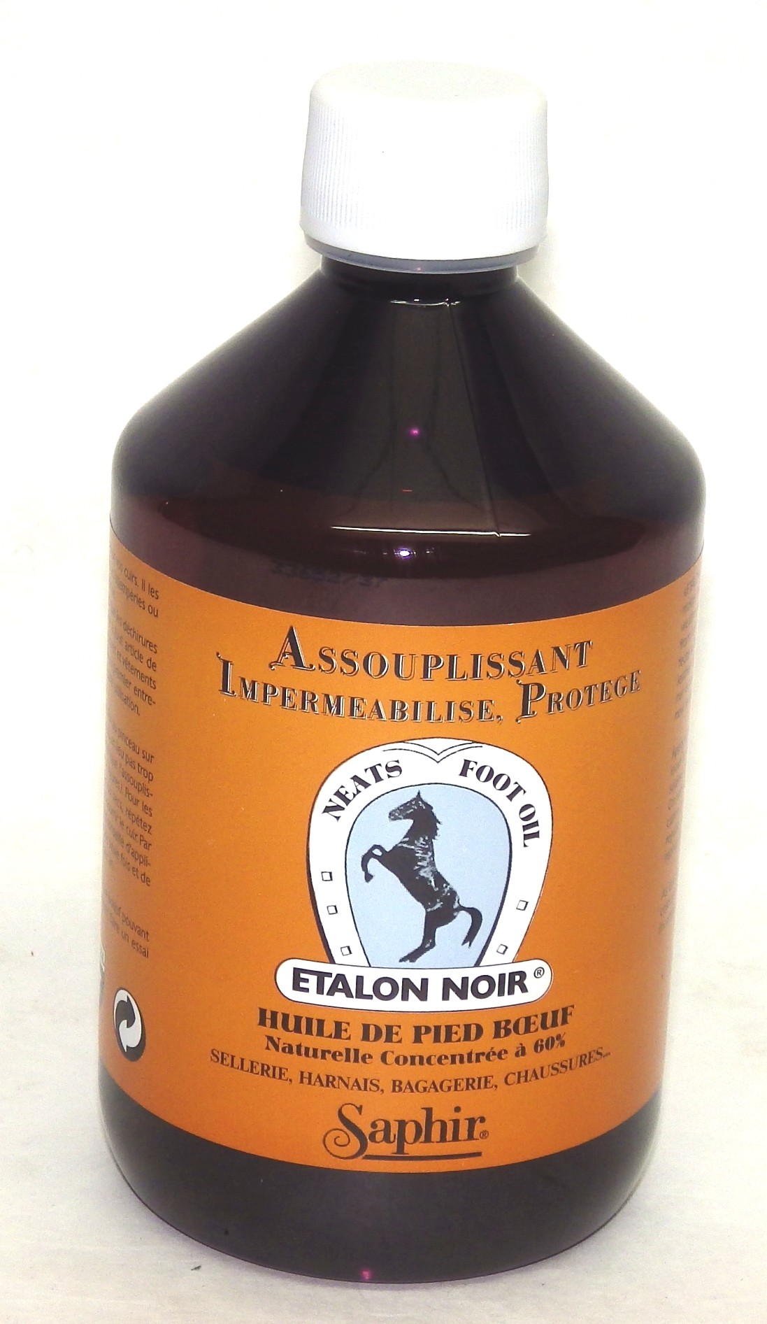 Assouplissant pour le cuir Etalon Noir Huile de pied de boeuf 500 ml SAPHIR